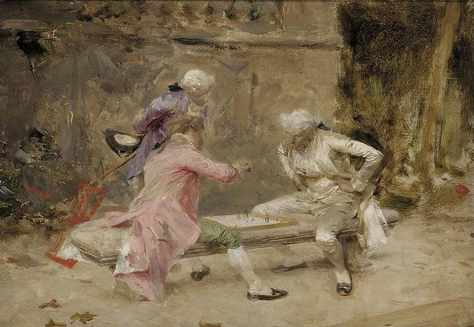 The Game of Chess, vintage artwork by Charles Bargue, 12x8" (A4) Poster