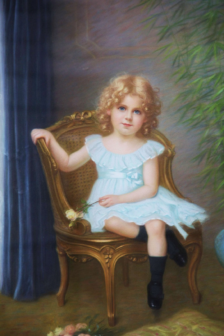 Little Girl, vintage artwork by Francine Charderon, 12x8" (A4) Poster