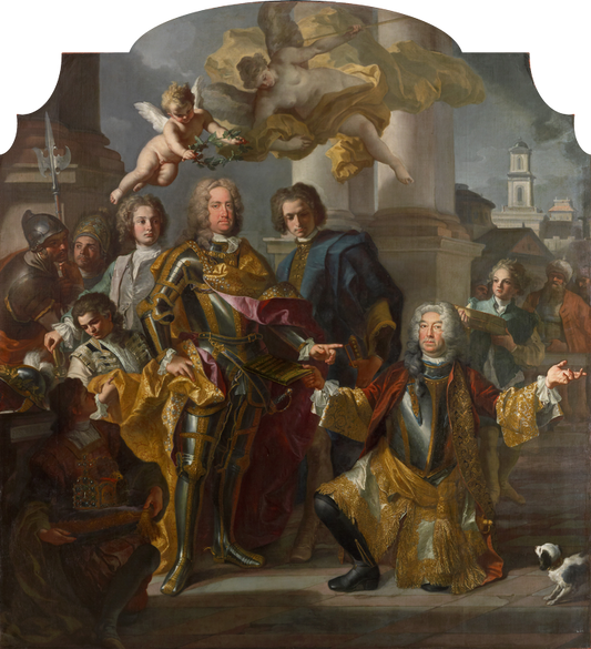 Kaiser Karl VI and Graf Althan, vintage artwork by Francesco Solimena, 12x8" (A4) Poster