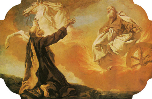 Elijah Taken up in a Chariot of Fire, vintage artwork by Follower of Giovanni Battista Piazzetta, 12x8" (A4) Poster