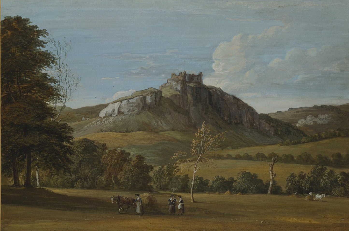 Carregcennin Castle, Carmarthenshire, vintage artwork by Paul Sandby , R.A., 12x8" (A4) Poster