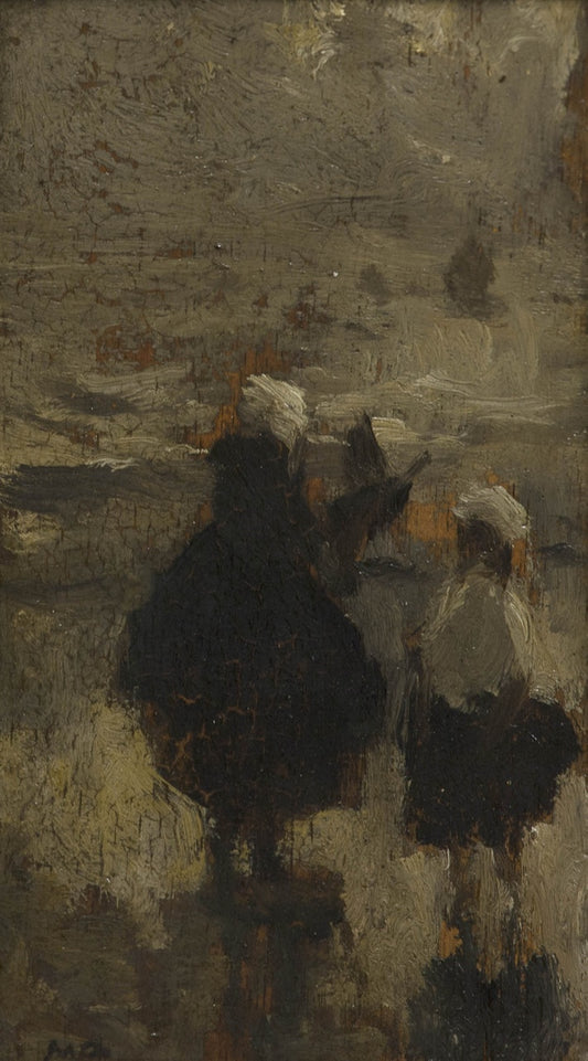Woman and Girl on a Street in Scheveningen by Marius Bauer,A3(16x12")Poster