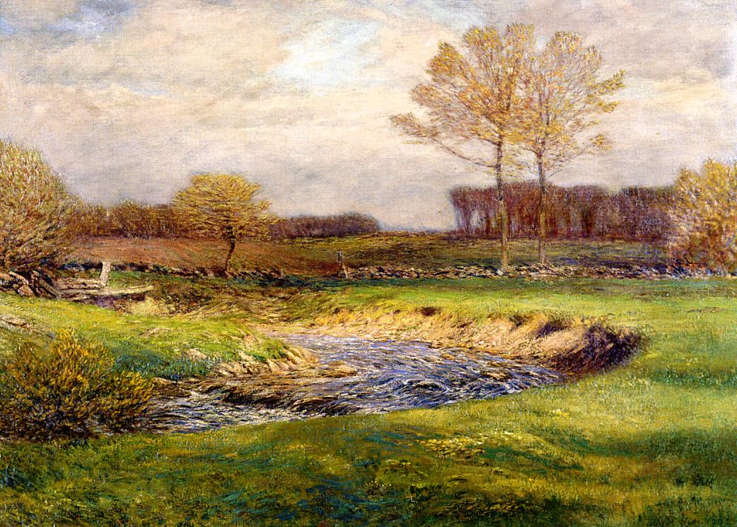 The Brook in May, vintage artwork by Dwight W. Tryon, 12x8" (A4) Poster