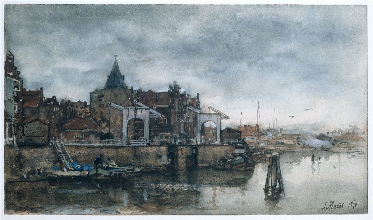 De Buitenkant met de Schreierstoren te Amsterdam, vintage artwork by Jacob Maris, 12x8" (A4) Poster