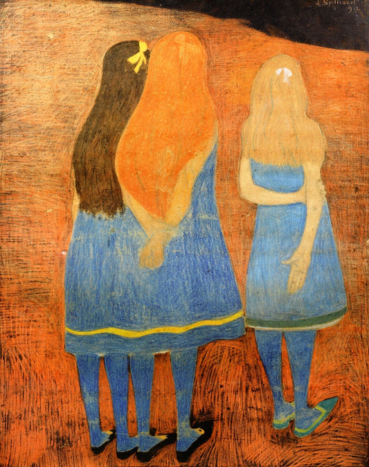Little Girls from Behind, vintage artwork by Leon Spilliaert, 12x8" (A4) Poster