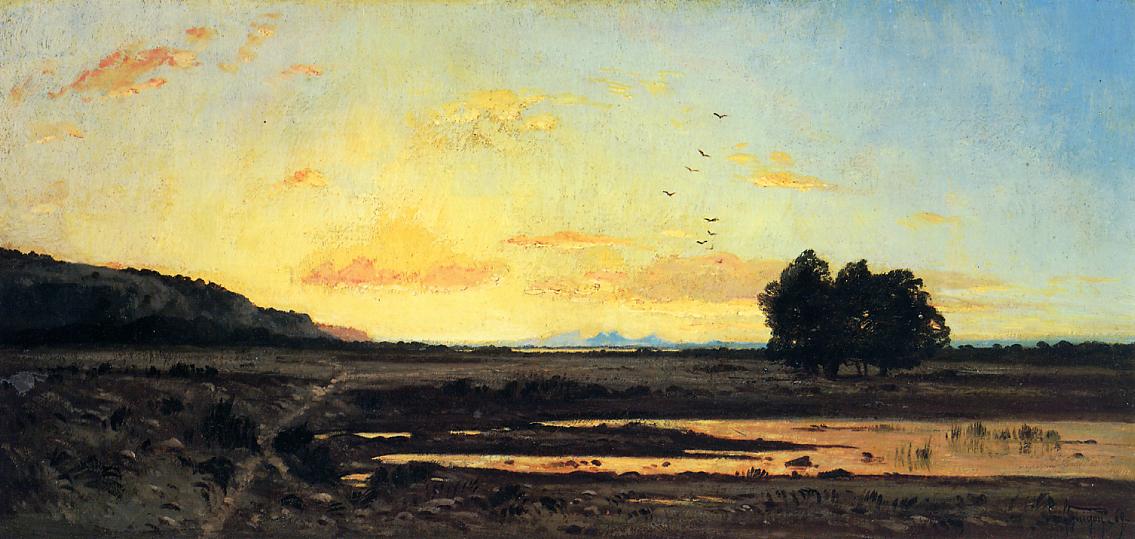 Rememberance of la Caru, Sunset, vintage artwork by Paul-Camille Guigou, 12x8" (A4) Poster