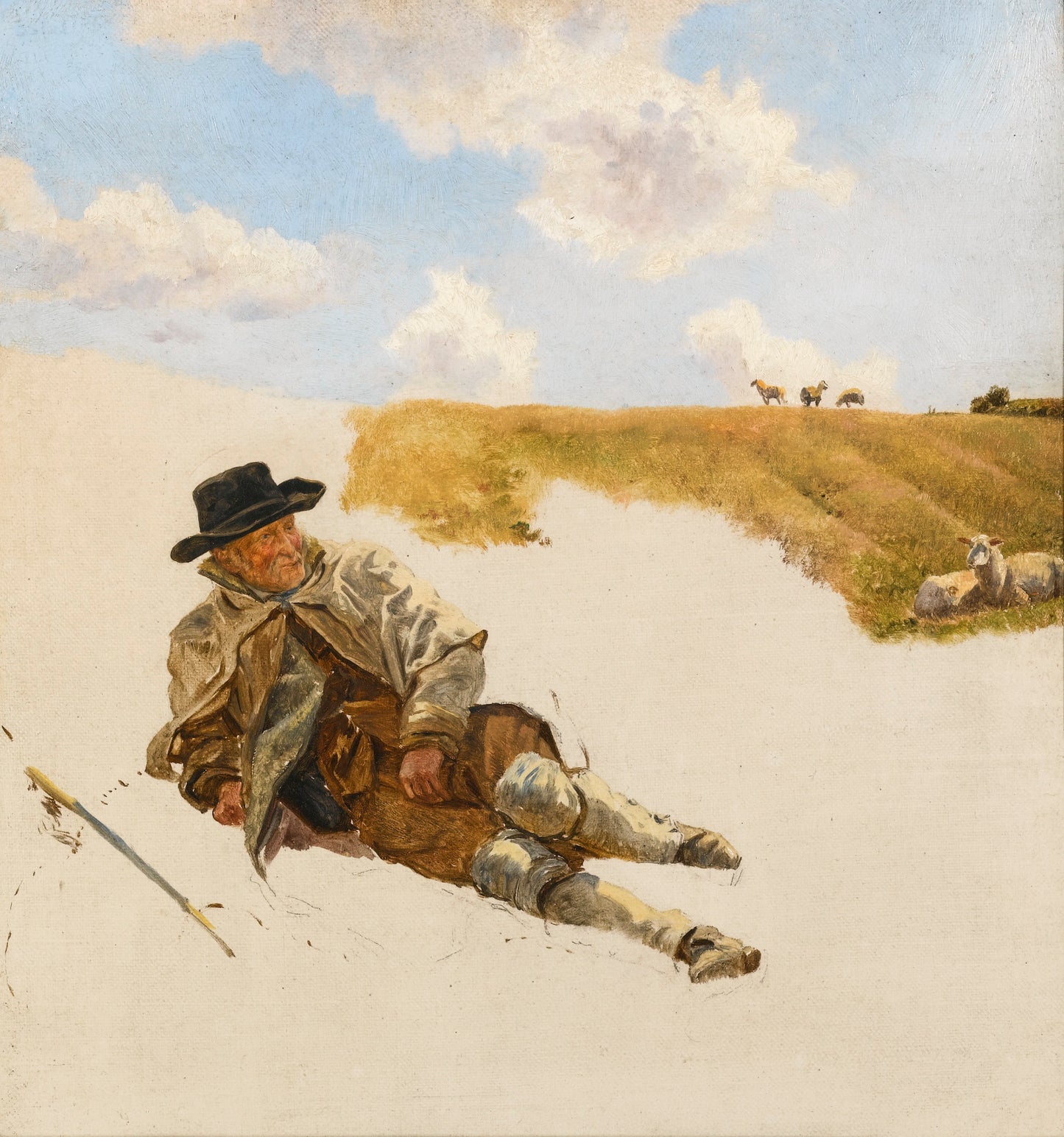 The Old Shepher (unfinished), vintage artwork by Henry William Banks Davis, R.A., 12x8" (A4) Poster