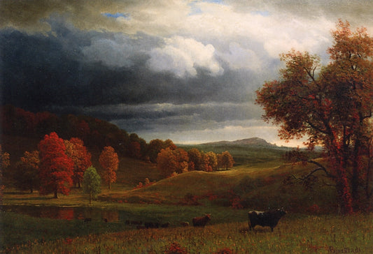 Autumn Landscape: The Catskills, vintage artwork by Albert Bierstadt, 12x8" (A4) Poster