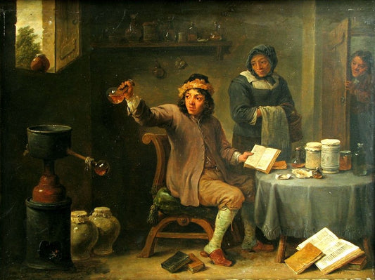 The Consultation, vintage artwork by David Teniers (II), 12x8" (A4) Poster