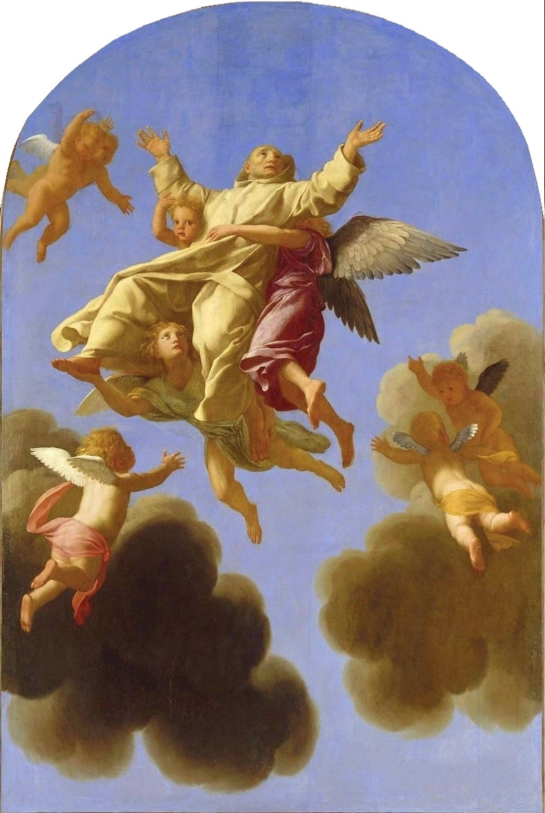 Life of Saint Bruno, Saint Bruno Lifted into Heaven, vintage artwork by Eustache Le Sueur, 12x8" (A4) Poster