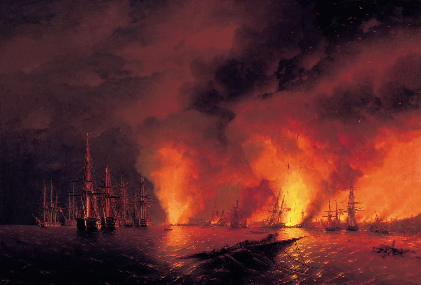 The Battle of Sinop, vintage artwork by Ivan Constantinovich Aivazovsky, A3 (16x12") Poster Print