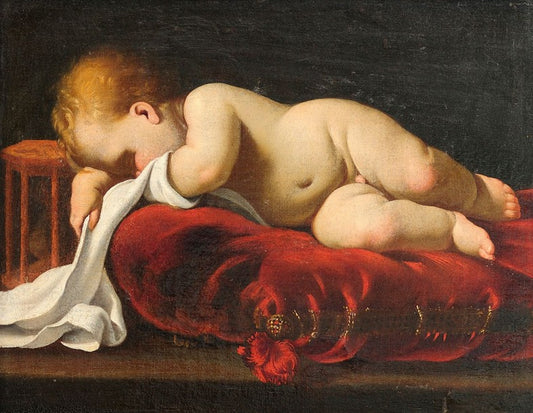 Sleeping Baby , vintage artwork by Luigi Miradori, 12x8" (A4) Poster