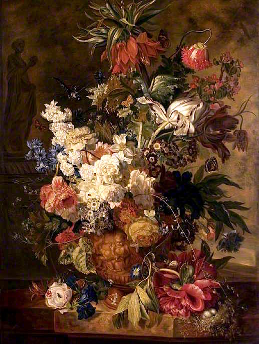 Vase with Flowers (after Jan van Huysum), vintage artwork by Paul Theodor van Brussel, 12x8" (A4) Poster