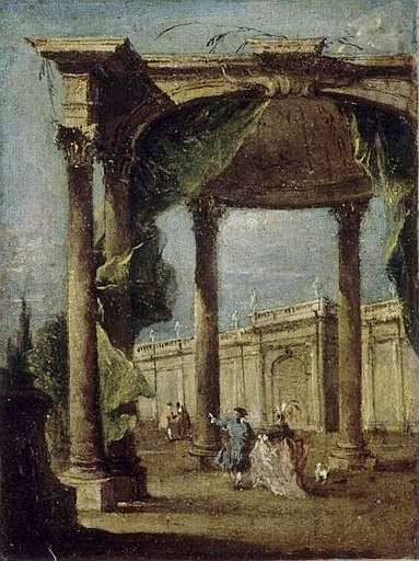 Capriccio:  Walkway with Arch, vintage artwork by Francesco Guardi, 12x8" (A4) Poster