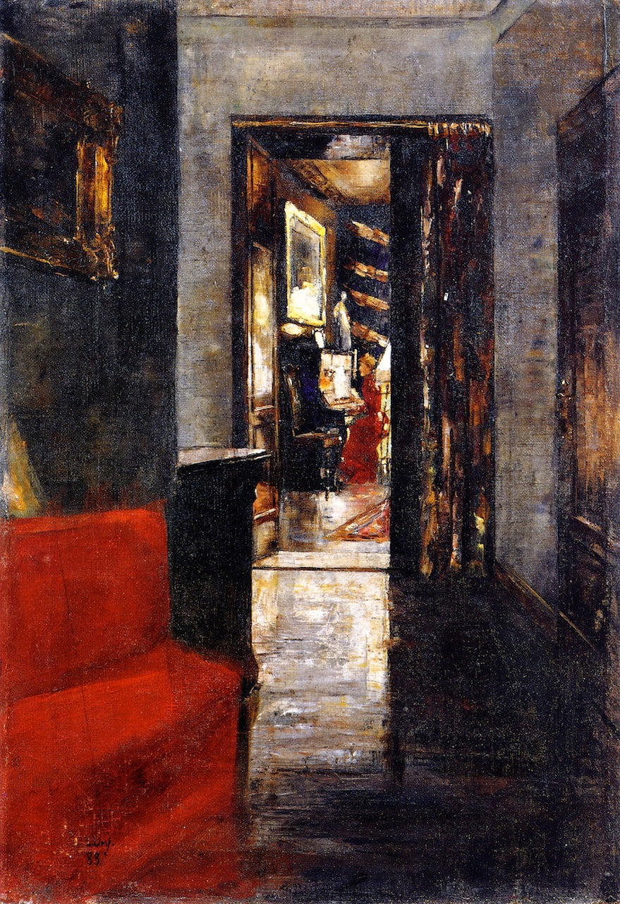 Interior with Woman at the Piano by Lesser Ury,A3(16x12")Poster