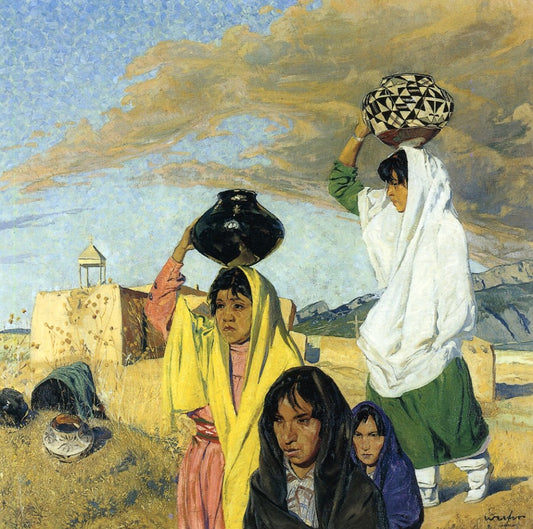 The Water Women, vintage artwork by Walter Ufer, 12x8" (A4) Poster