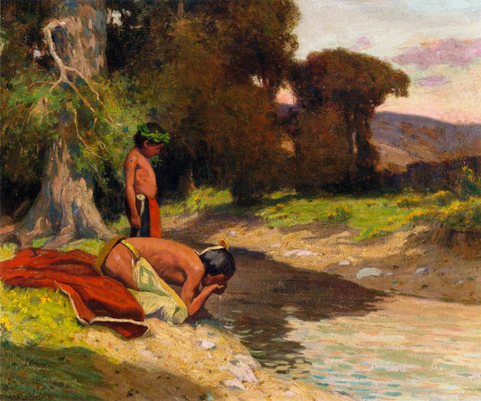 The Cooling Stream by Eanger Irving Couse,A3(16x12")Poster