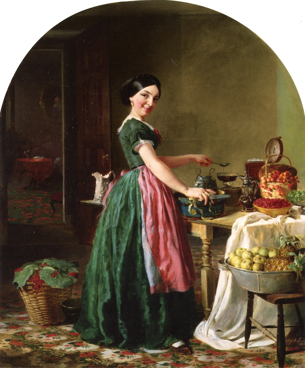 Kiss Me and You'll Kiss the 'Lasses, vintage artwork by Lilly Martin Spencer, 12x8" (A4) Poster