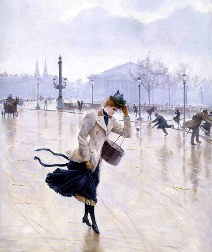 Jour de Vent, vintage artwork by Jean-Georges Beraud, 12x8" (A4) Poster