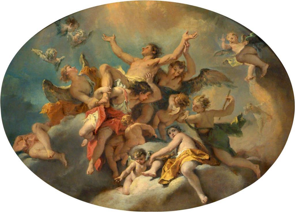 Apotheosis of Saint Sebastian, vintage artwork by Sebastiano Ricci, 12x8" (A4) Poster