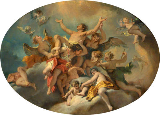 Apotheosis of Saint Sebastian, vintage artwork by Sebastiano Ricci, 12x8" (A4) Poster