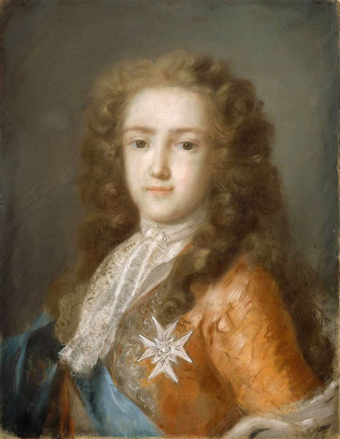 Louis XV as a Young Man, vintage artwork by Rosalba Carriera, 12x8