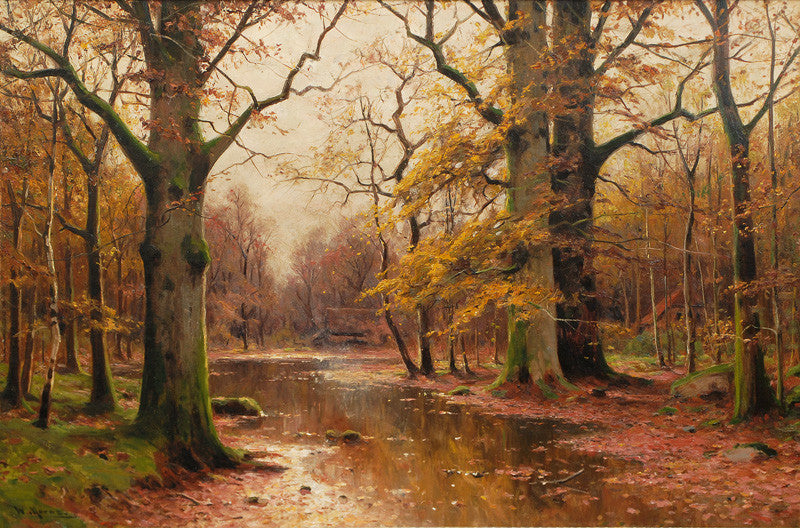 Autumnal Forest with Houses by Walter Moras,A3(16x12")Poster