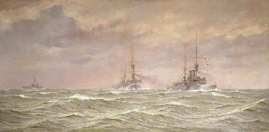 Battleships of the 3rd Squadron, 1912, vintage artwork by Alma Claude Burlton (A.B.) Cull, 12x8" (A4) Poster