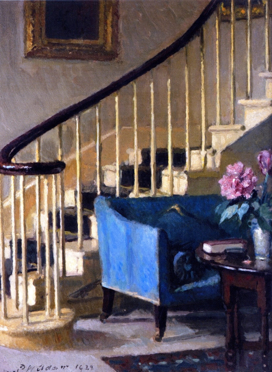 Interior with a Blue Sofa, vintage artwork by Patrick William Adam, 12x8" (A4) Poster