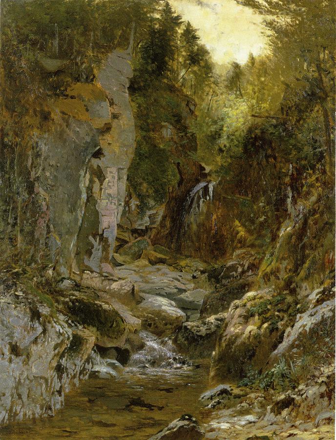 The Flume, Opalescent River, Adirondacks, vintage artwork by Alexander Helwig Wyant, 12x8" (A4) Poster