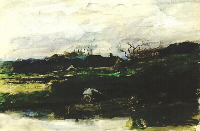 Landscape with a Man Punting a Boat by Jan Toorop,A3(16x12