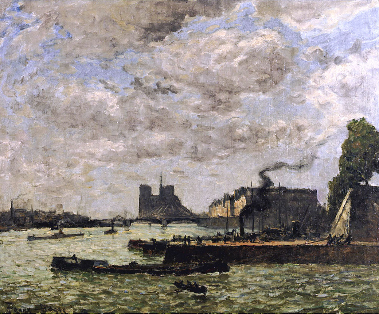 The Quay of Henri IV and Notre Dame by Frank Myers Boggs,A3(16x12")Poster