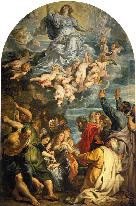 Assumption of Virgin, vintage artwork by Peter Paul Rubens, 12x8