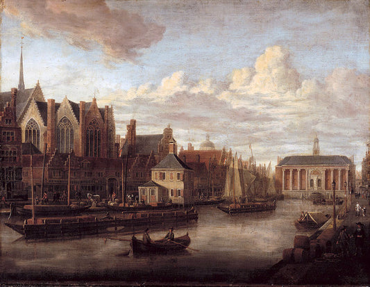 The Rokin with the Stock Exchange of Hendrick de Keijser, vintage artwork by Abraham Jansz. Storck, 12x8" (A4) Poster