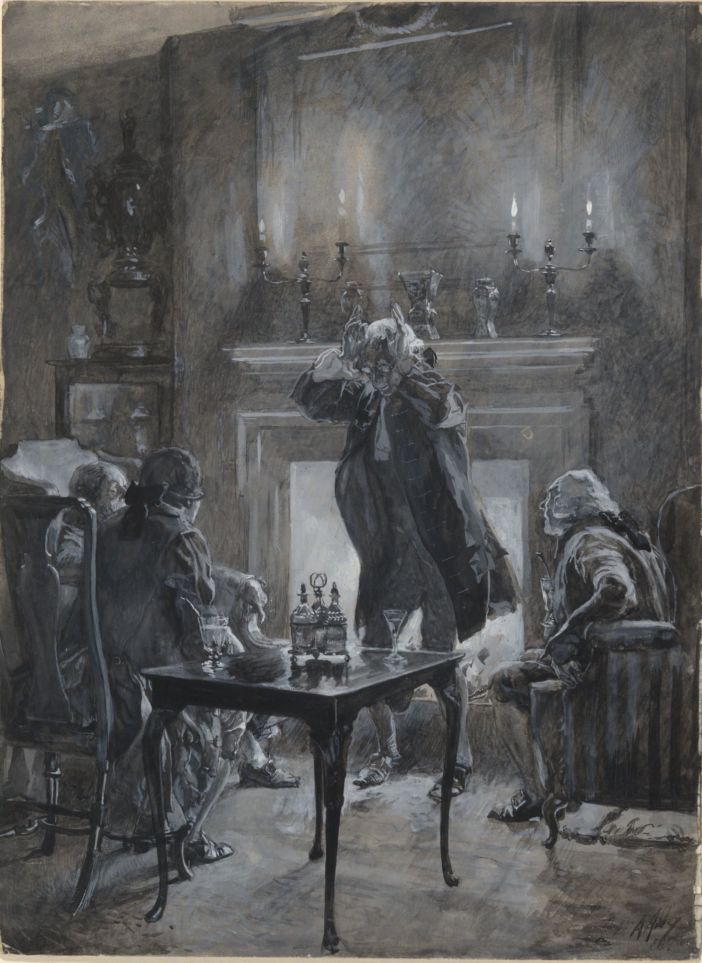 Around my fire an evening group to draw”, vintage artwork by Edwin Austin Abbey, 12x8" (A4) Poster