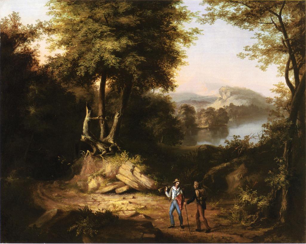 Hunters in a Landscape, vintage artwork by Alvan Fisher, 12x8" (A4) Poster