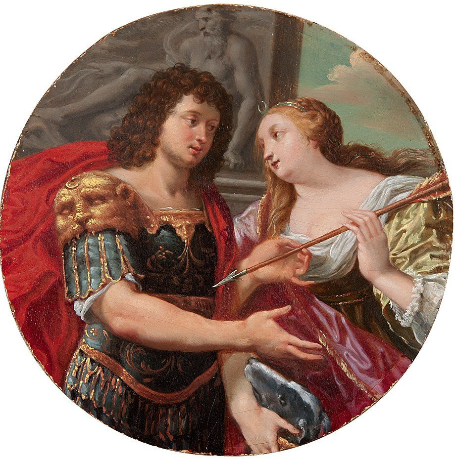 Cephalus and Procris, vintage artwork by Louis Boullogne the Elder, 12x8" (A4) Poster