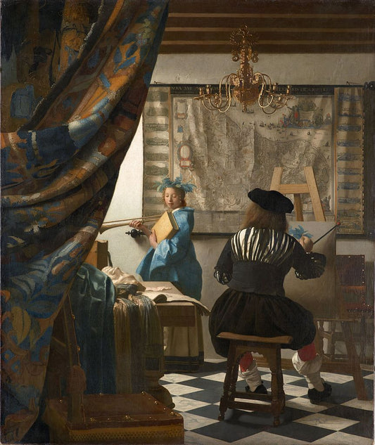 The Art of Painting, vintage artwork by Johannes Vermeer, 12x8" (A4) Poster