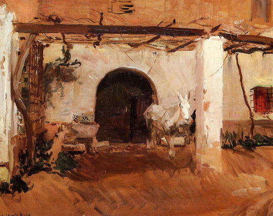 Casa de Huerta, Valencia (study), vintage artwork by Joaquin Sorolla y Bastida, 12x8" (A4) Poster
