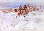 Crees Coming in to Trade, vintage artwork by Charles Marion Russell, 12x8" (A4) Poster