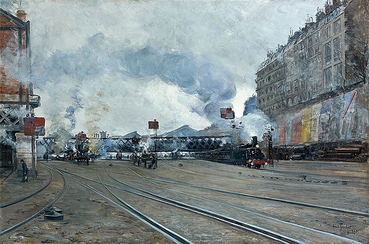 Station Saint-Lazare by Louis Abel-Truchet,A3(16x12")Poster