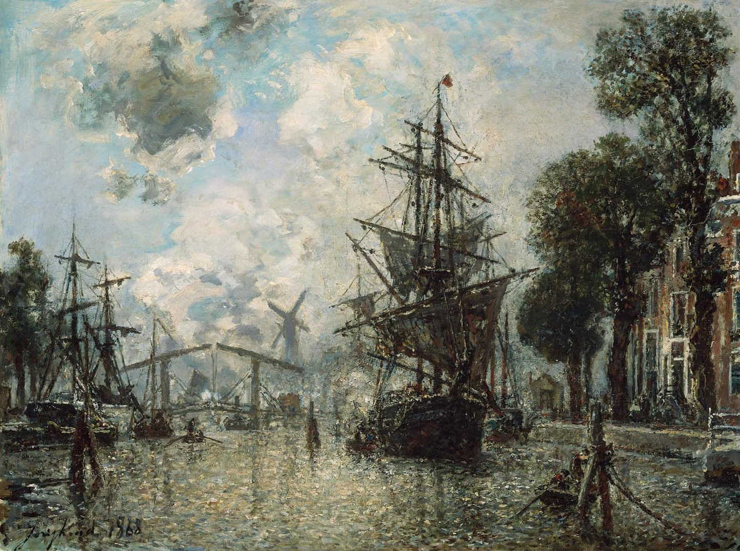 Harbor Scene in Holland, vintage artwork by Johan Barthold Jongkind, A3 (16x12") Poster Print