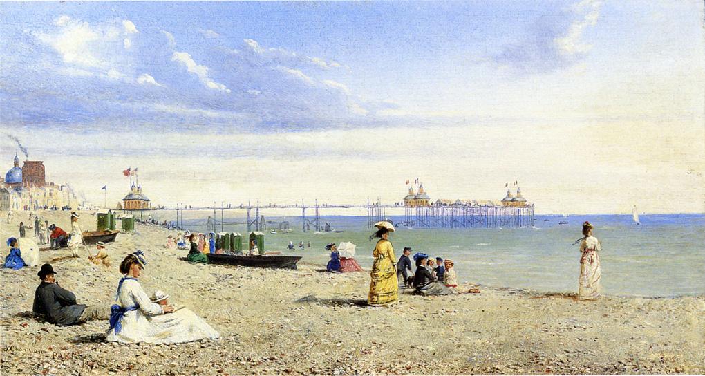 Plage de Brighton, vintage artwork by Conrad Wise Chapman, 12x8" (A4) Poster