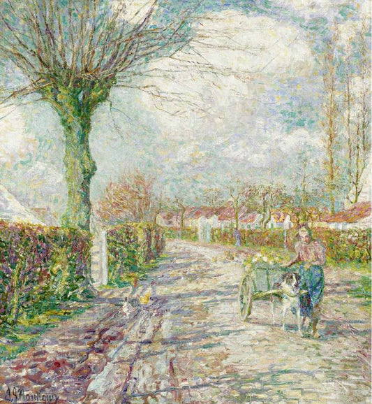 Returning to the Farm, vintage artwork by Jenny Montigny, 12x8" (A4) Poster