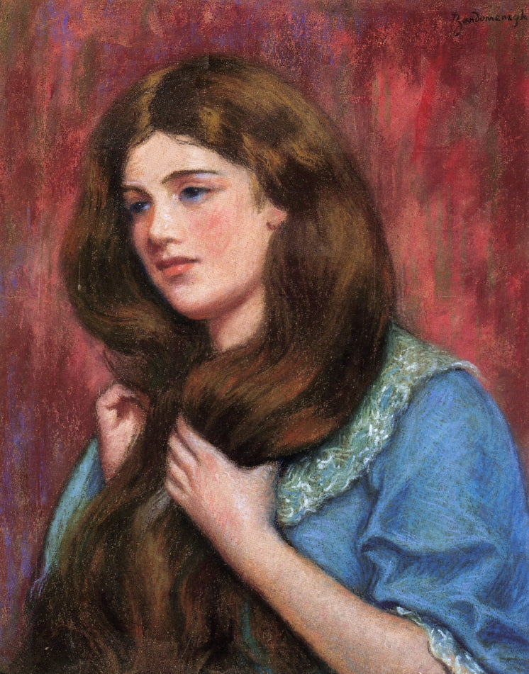 Portrait of a Young Beauty, vintage artwork by Federico Zandomeneghi, 12x8" (A4) Poster