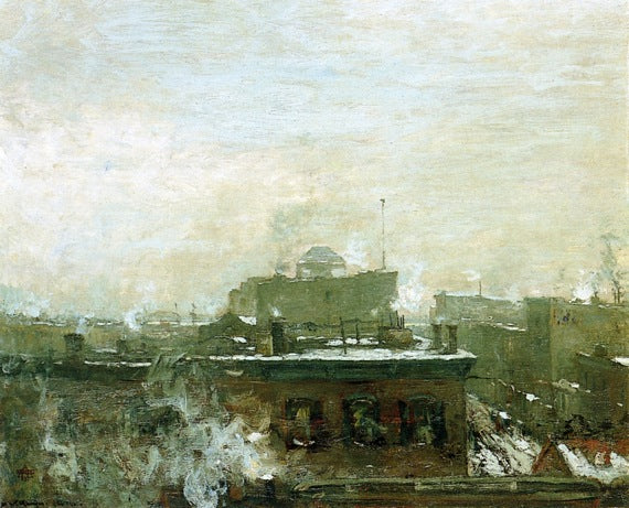 The El, vintage artwork by Henry Ward Ranger, 12x8" (A4) Poster