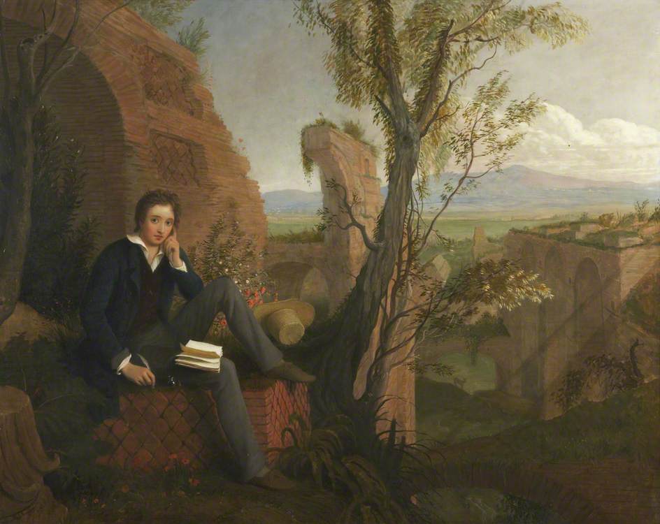 Shelley Composing ‘Prometheus Unbound’ in the Baths of Caracalla, vintage artwork by Joseph Severn, A3 (16x12") Poster Print