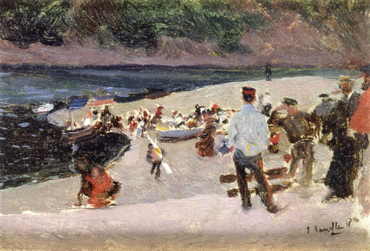 Asturias, Arrival of the Fishing Boats, vintage artwork by Joaquin Sorolla y Bastida, 12x8" (A4) Poster