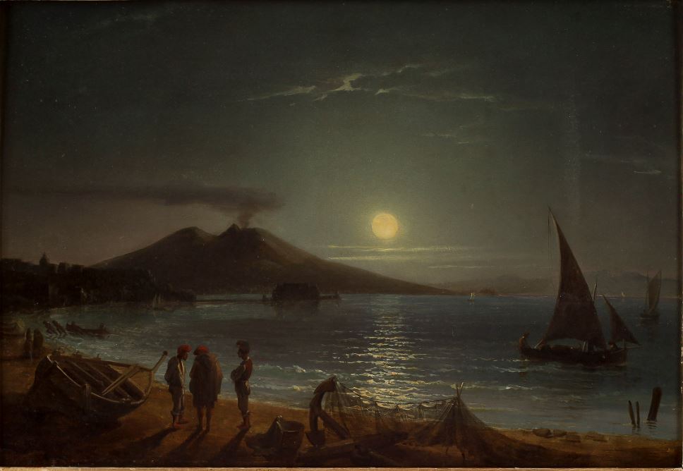 Vesuvius in moonshine, vintage artwork by Gustaf Wilhelm Palm, A3 (16x12") Poster Print