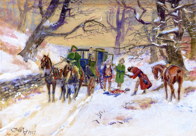 Holdup on the Boston Road by Charles Marion Russell,A3(16x12")Poster